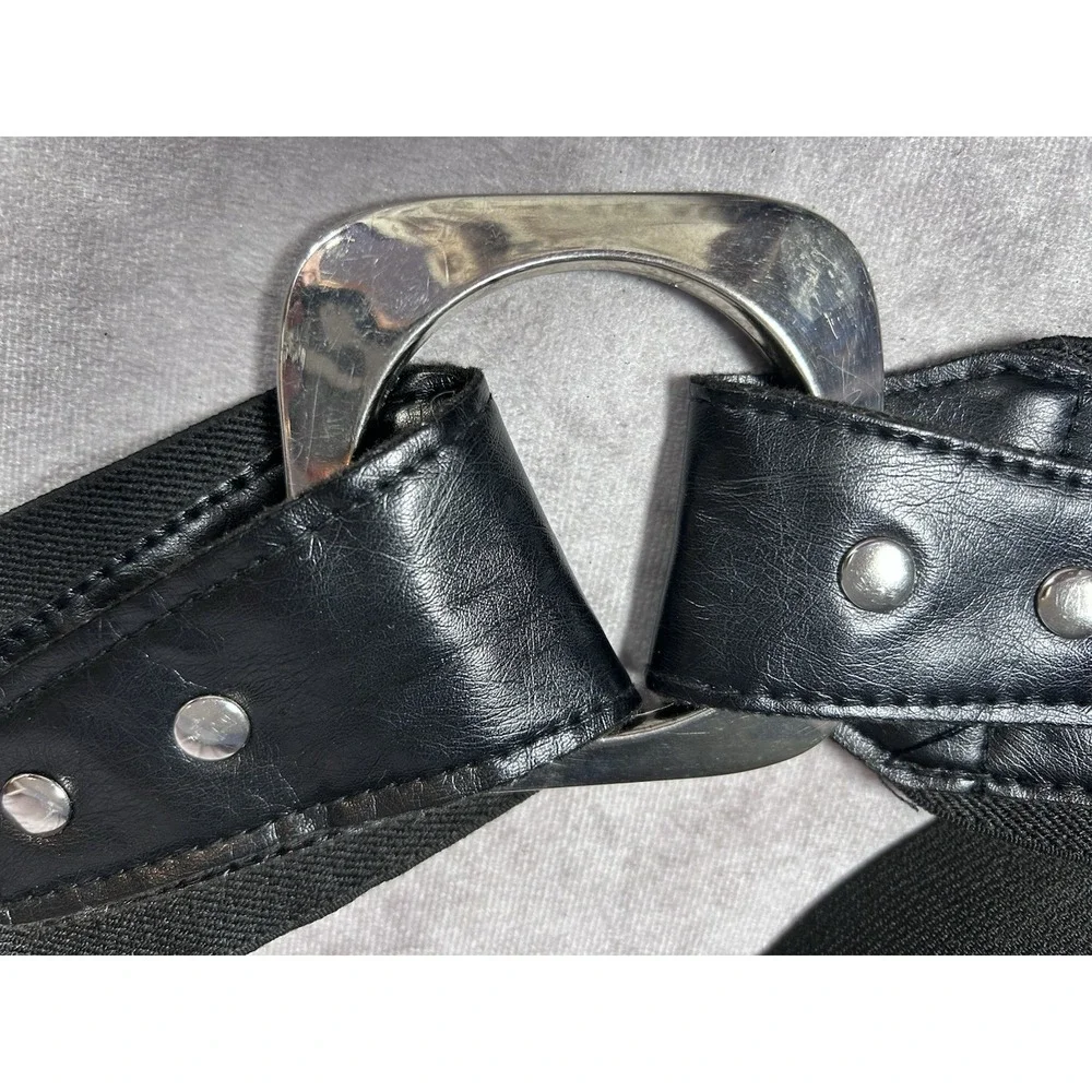 Lot of 3 Women's Wide Statement Belts Studded Stretch Patent Black Y2K Boho